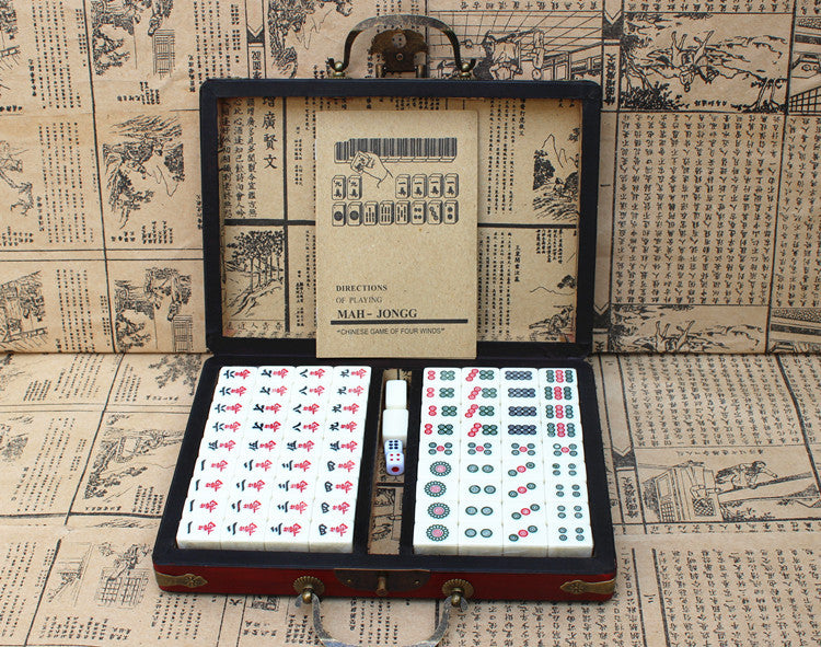 Antique Mahjong Box with Mini Mahjong