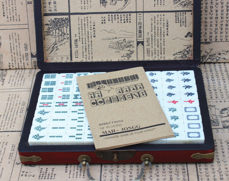 Antique Mahjong Box with Mini Mahjong