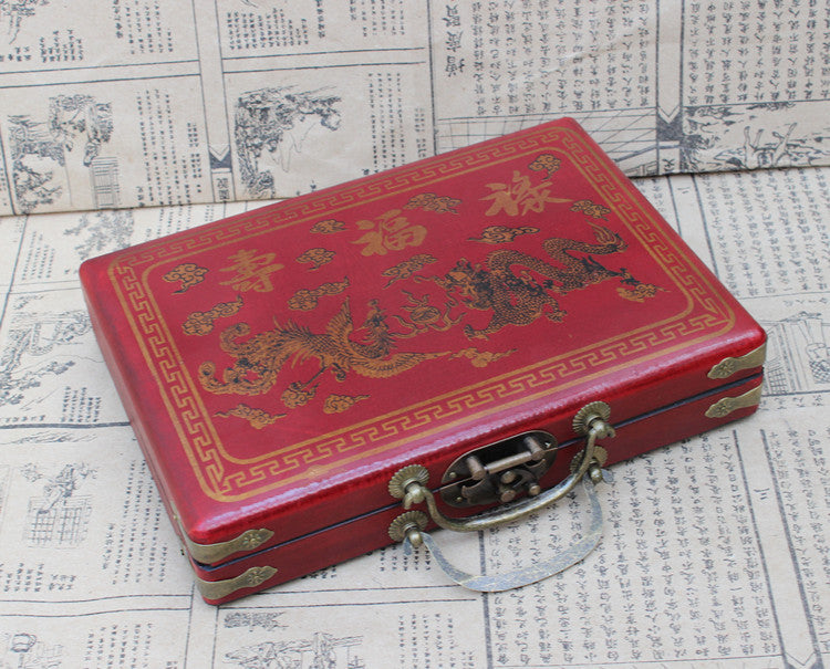 Antique Mahjong Box with Mini Mahjong